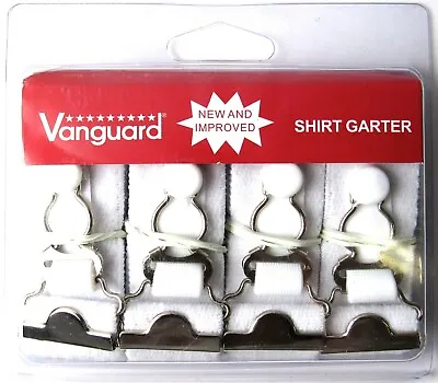 (1 Set Of 4) VANGUARD Shirt Garter Stays White Military Heavy Duty >NEW< • $8.95